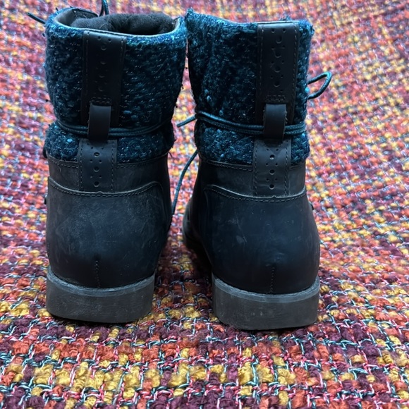 The North Face Dark Brown Leather Knit Top Combat Boots Women's Size 7 ½ - Picture 5 of 11